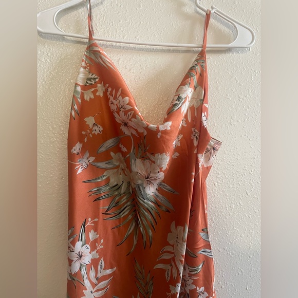 Rust Orange Tropical Flower Dress - Picture 2 of 5